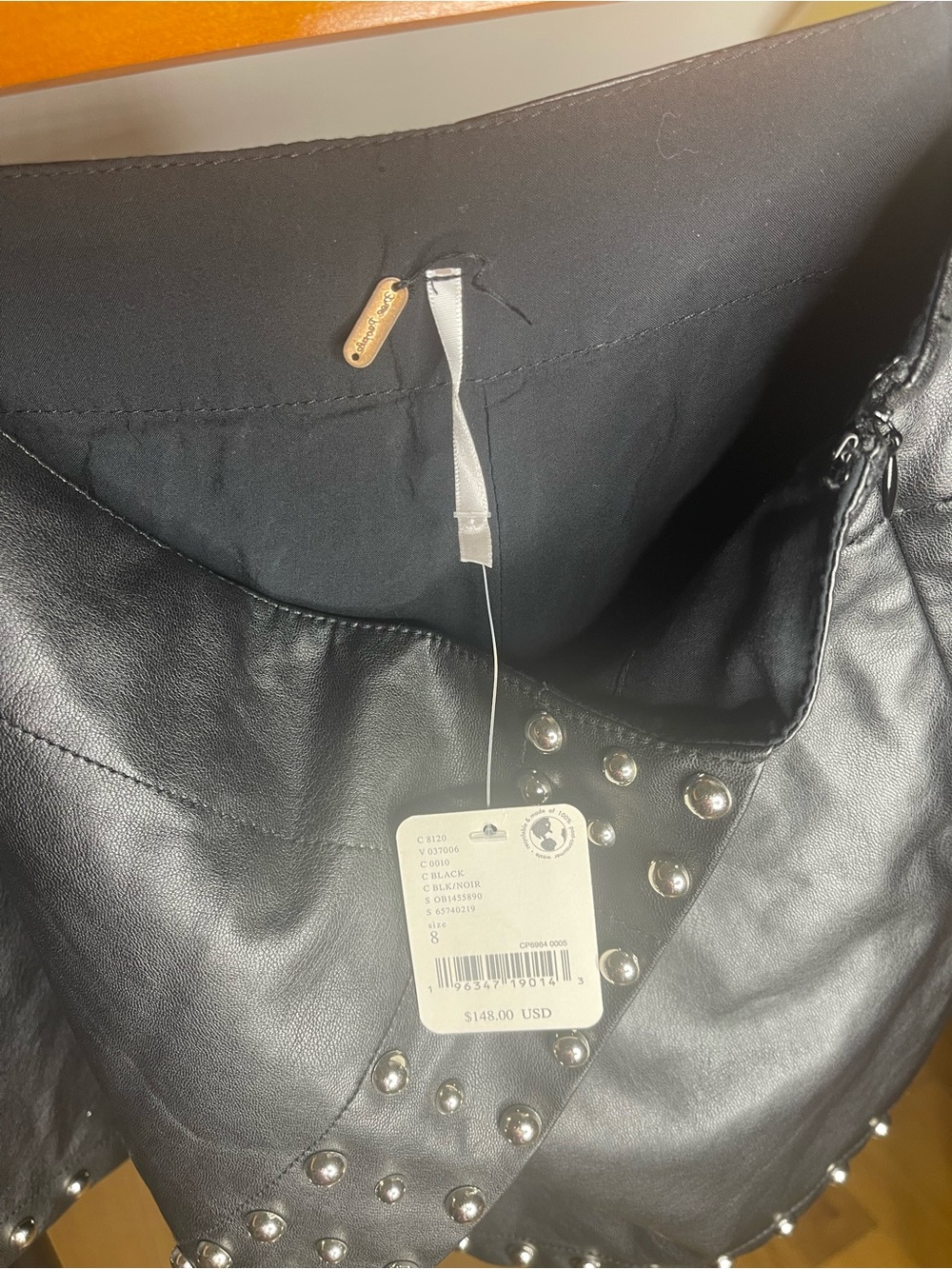 Free People Black Faux Leather Studded Mini Skirt - Picture 3 of 8